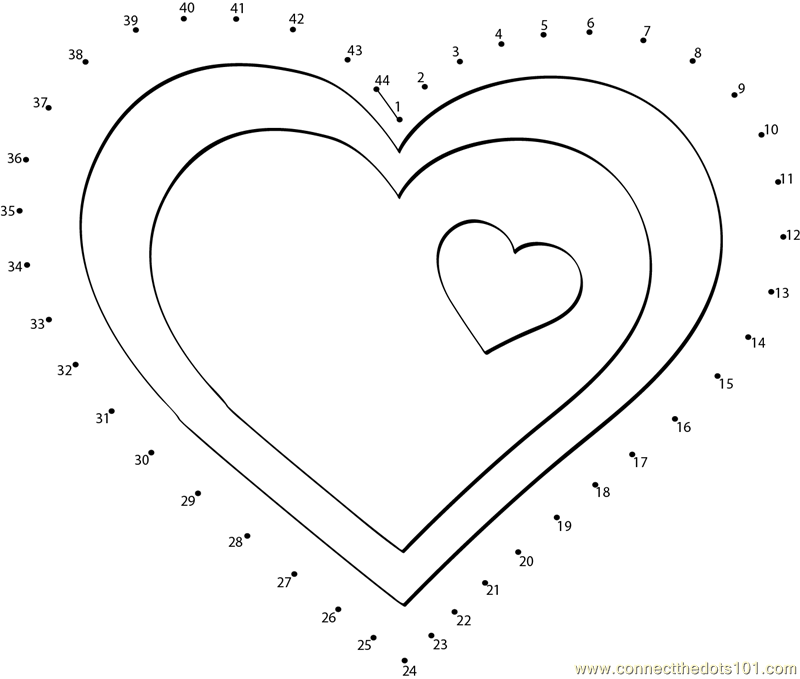 Valentine Hearts Clip Art Dot To Dot Printable Worksheet Connect The Dots