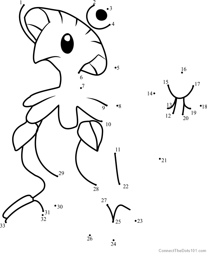 Pokemon Breloom dot to dot printable worksheet - Connect The Dots