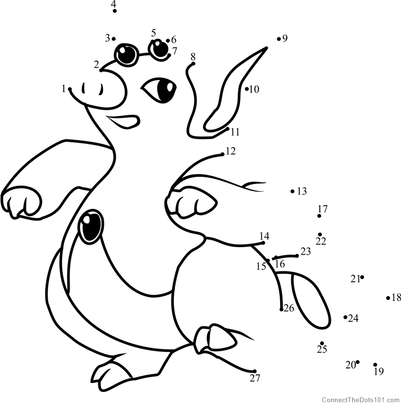 Pokemon Grumpig dot to dot printable worksheet - Connect The Dots