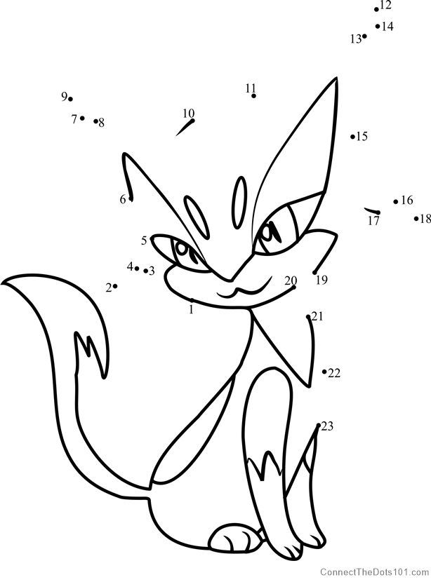 Pokemon Purrloin dot to dot printable worksheet - Connect The Dots