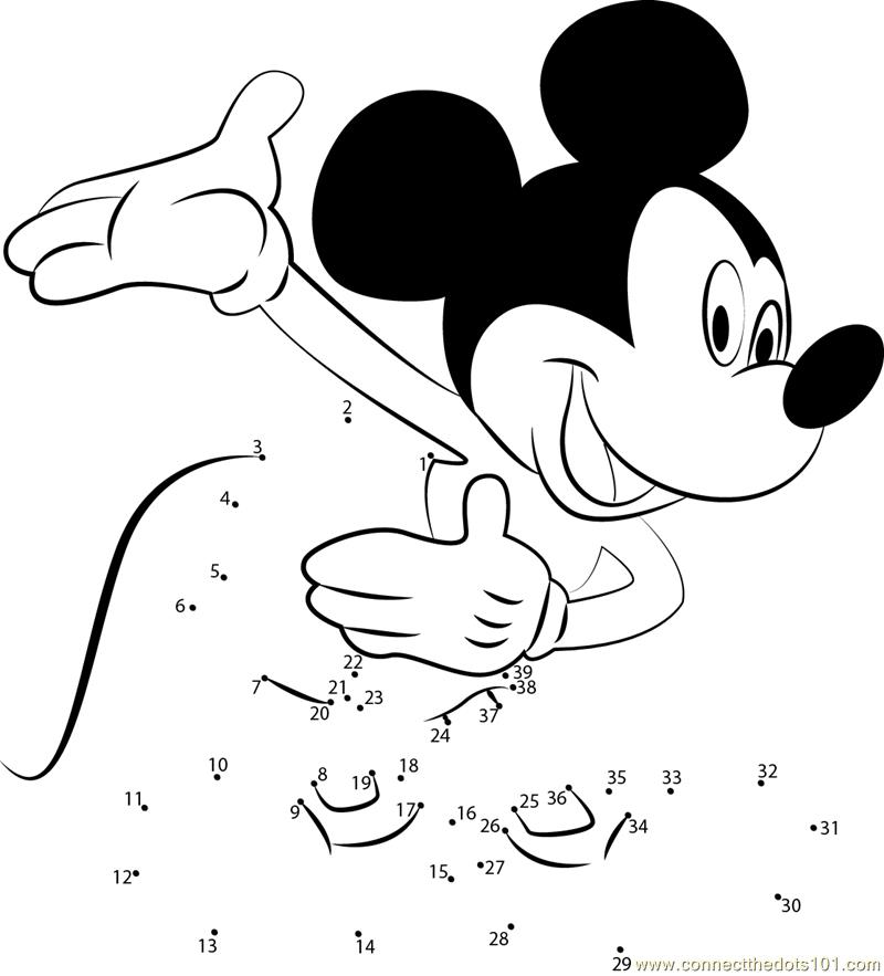 Connect the Dots Mickey Mouse Giving Thanks (Cartoons > Mickey Mouse ...