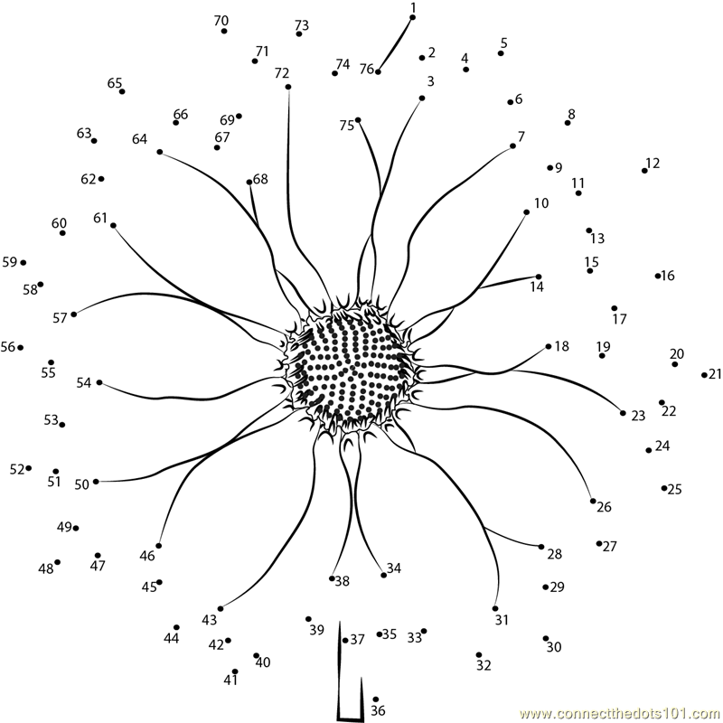 Connect the Dots Small Sunflower (Flowers > Sunflower) - dot to dots ...